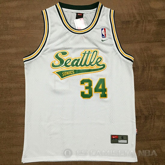 Camiseta retro Allen Sonics #34 Seattle SuperSonics Blanco - Haga un click en la imagen para cerrar
